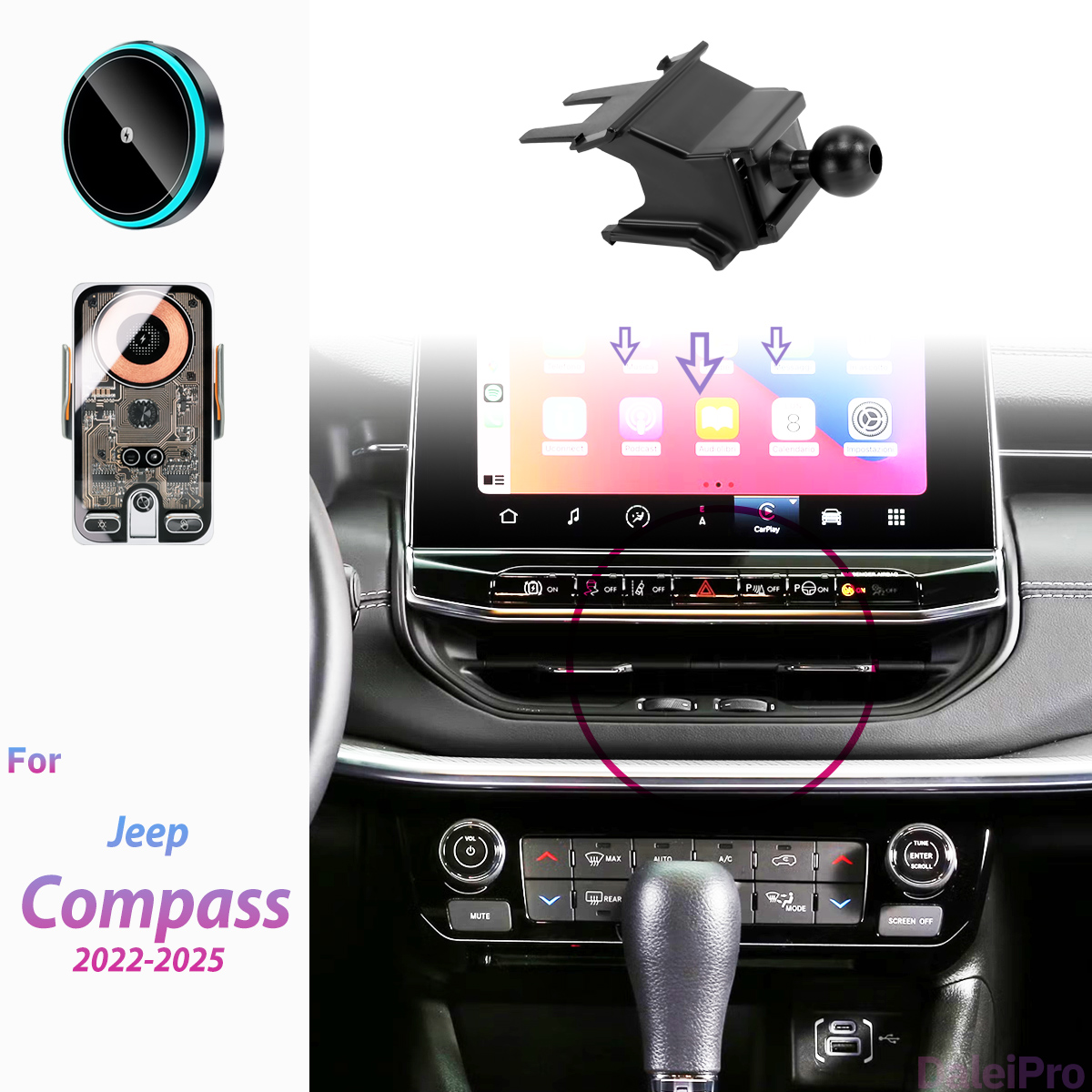 Compass Lensatic - Uchwyt samochodowy na telefon z bezprzewodową