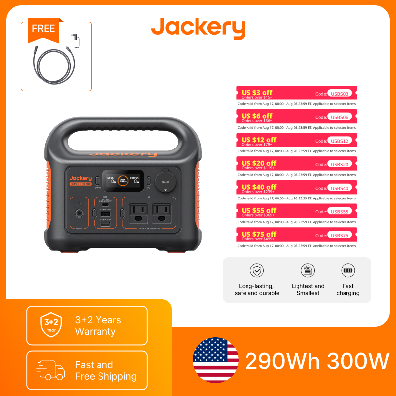 Solar Emergency Charger - Przenośna stacja zasilania Jackery Explorer 300New